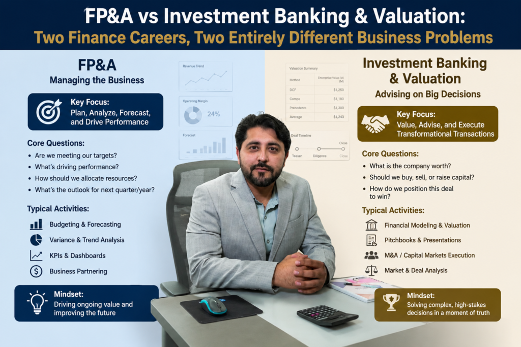 FP&A vs Investment Banking & Valuation: Two Finance Careers, Two Entirely Different Business Problems